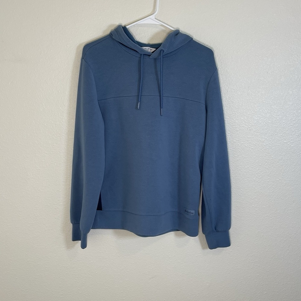 Peloton Women Small Satin Paneled Pullover Hoodie Blue Together We Go Far PS121